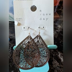 A New Day Intricate Teardrop Rose Gold Earrings